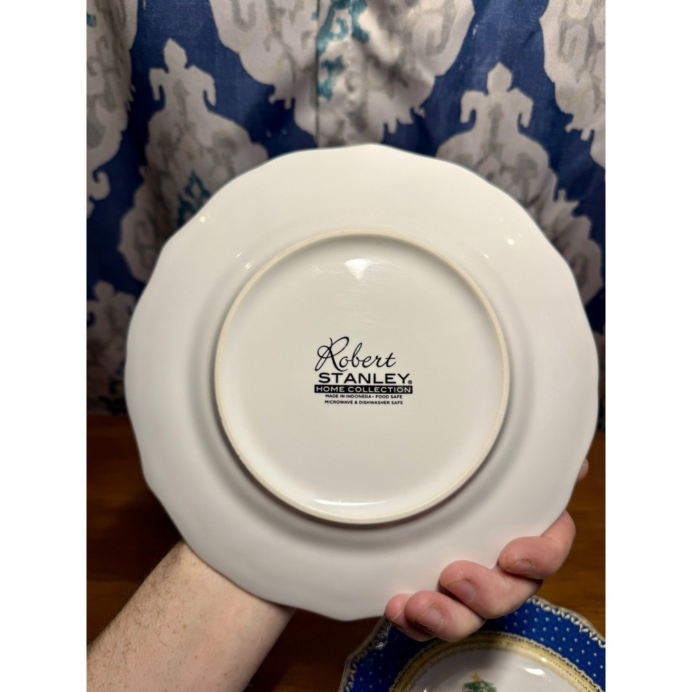 VTG Robert Stanley Home Collection Blue 2PC Christmas Nutcrackers Plates 8.8 in - Picture 11 of 12